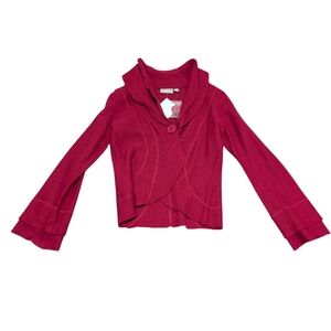 Croft & Barrow Women's Red Big Button Cardigan 100% Wool Medium New